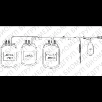 Контейнер для крови строенный, 450/300/400 мл, ЦФДА1, с адаптером для взятия образцов крови, с протектором иглы и контейнером для образцов крови