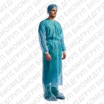 Medicosm, Халат хирургический, нетканый, 110 см, рукава на манжетах, голубой, 10 шт.