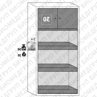 Шкаф для хранения химикатов и токсичных веществ, ширина 95 см, безопасный ящик тип 30, Asecos, 30800