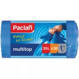 Paclan, Мешки для мусора Multitop 35 л, ПВД, 50 х 61 см, 10,5 мкм, синие, в рулоне 30 шт с завязками