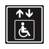 Плоскостной знак Лифт для инвалидов на креслах-колясках 250х250 белый на черном